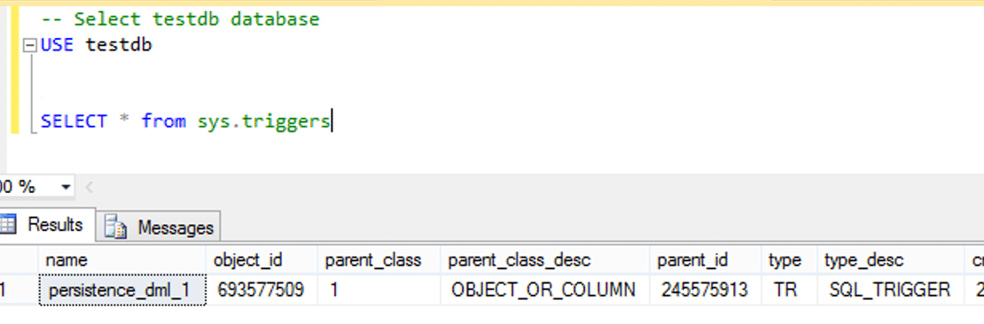 List Database Triggers